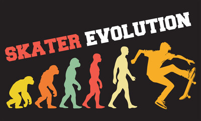 Skater Evolution T-shirt Design, Skater Evolution Design, evolution of man illustration