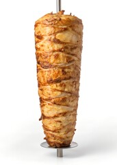 Ultra-Realistic Roasted Beef Shawarma Skewer on White Background