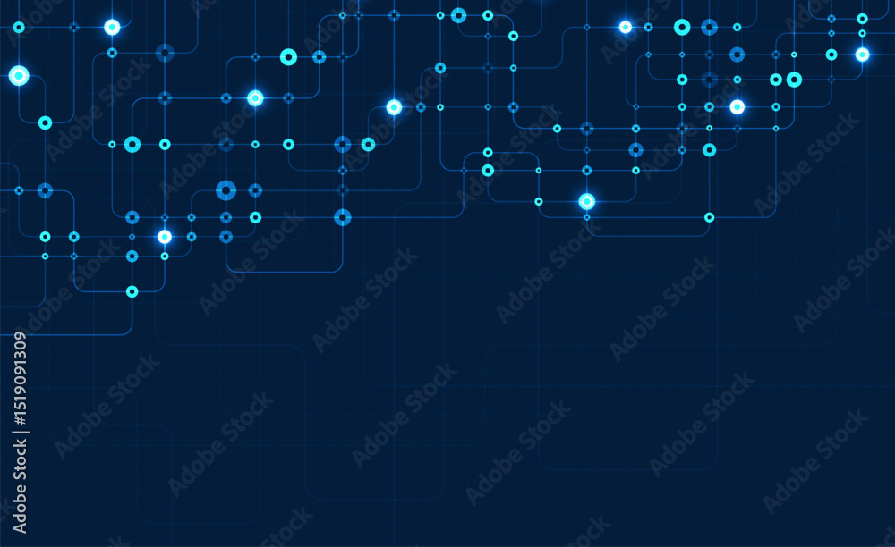 Poster circuit connect lines and dots. network technology and connection concept. decentralized network nod