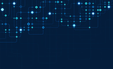 Circuit connect lines and dots. Network technology and Connection concept. Decentralized network nodes connections