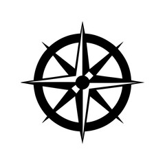 Basic Black Compass Silhouette Vector Clip Art Illustration