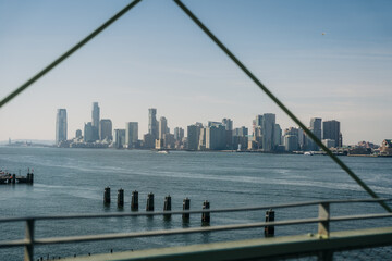 View of Jersey City skyline across the Hudson River from NYC