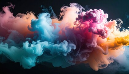 Vibrant Abstract Color Vapor Expanding Across Dark Background Displaying Dynamic Atmospheric Pattern