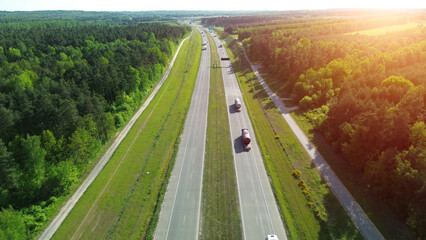 Sunny day over rural highway landscape