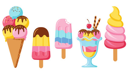 Colorful Ice Cream Treats: Summer Dessert Icons