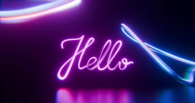 Glowing &ldquo;Hello&rdquo; Neon Script Design