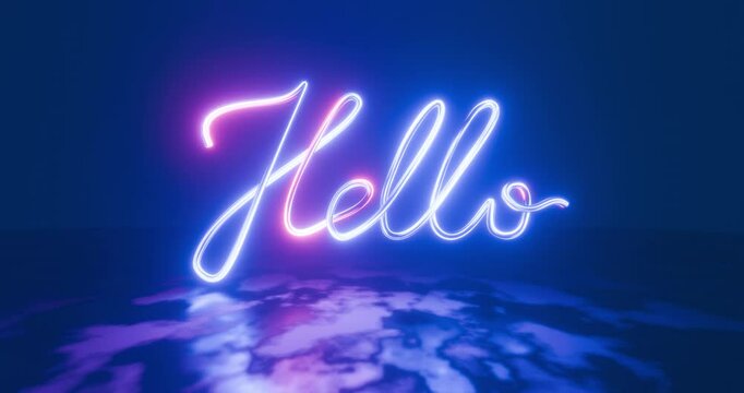 Glowing &ldquo;Hello&rdquo; Neon Script Design