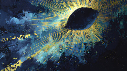 cover for psychology book | soulscape vision | cosmic yearning | navy and citron | asymmetric rhythm | looming silhouettes | radiating halos | dynamic linework | urban melancholy | emotive realism |