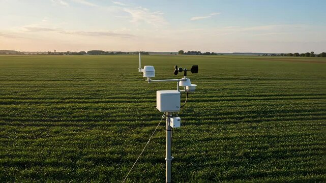 Agricultural Weather Station in Green Field