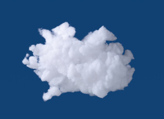 Siliconized hollowfiber, polyester fiber cloud held against a blue background
