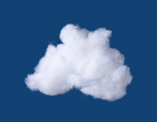 Siliconized hollowfiber, polyester fiber cloud held against a blue background