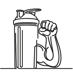 protein shaker , simple continuous one line drawing . Transparent background png file
