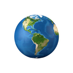 Obraz premium Detailed earth globe showing americas continents 3d on transparent background
