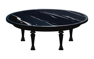 Sleek Black Marble Oval Coffee Table