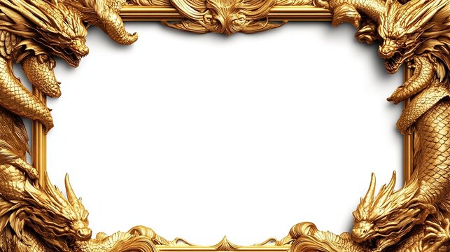 Gold ornate frame with sculpted dragons