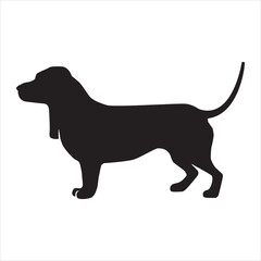 Basset Hound Dog silhouette icon vector illustration design on white background