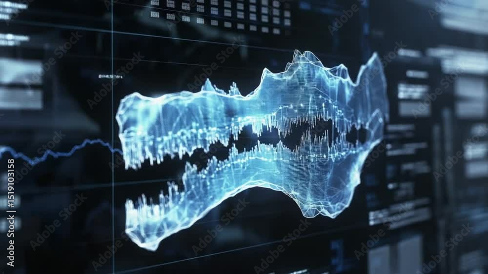 Poster abstract digital technology visualization: dynamic data analysis and futuristic design