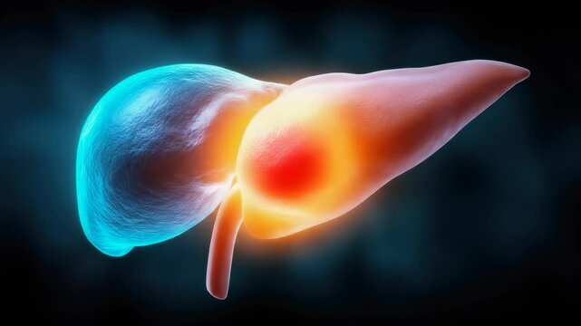 Human liver gallbladder bile duct anatomy organ disease medical health digestive inflammation vdo shows human liver and gallbladder with highlighted inflamed area representing liver disease