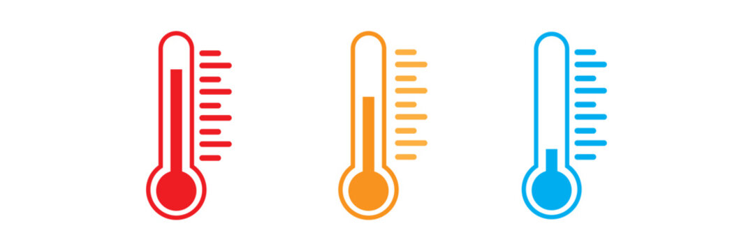 Set of temperature icons. Vector thermometer showing the temperature. Thermometer symbols, temperature scale, weather icons. Thermometer with temperature scale. vector illustrator