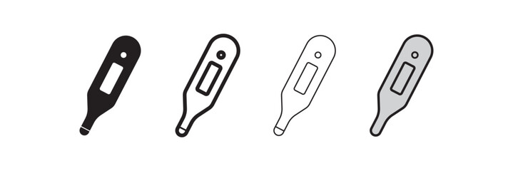 Thermometer icon set  in trendy flat design. Thermometer icon collection on white background. Electronic thermometer icons.
