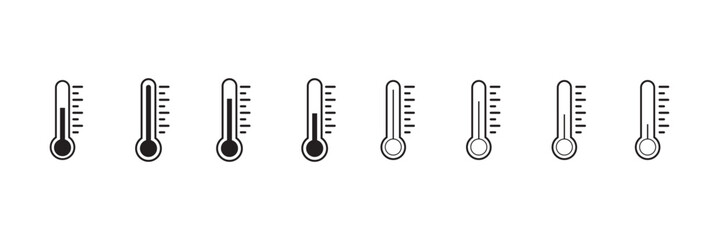 Temperature symbol set . Eight vector thermometer showing the temperature . Temperature symbol. Cold and hot icon sign. vector illustrator