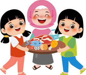 happy kids with real food