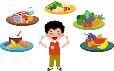 Kids with healthy food