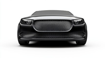 Fototapeta premium A sleek and modern black car design stands prominently against a white background. This image represents innovation in automotive aesthetics. Generative AI