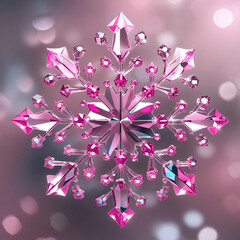 Pink Crystal Snowflake Ornament Winter Holiday Decoration