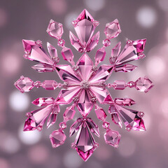 Pink Crystal Snowflake Ornament Festive Holiday Decoration