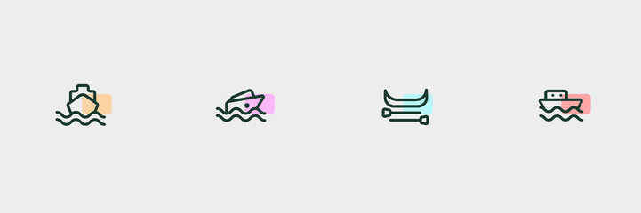 Minimalist icon of the ocean liner.4 type.simple design.Vector illustration