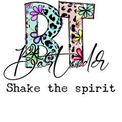 Fototapeta premium Bartender Design with Flowers and Leopard Print - Shake the Spirit