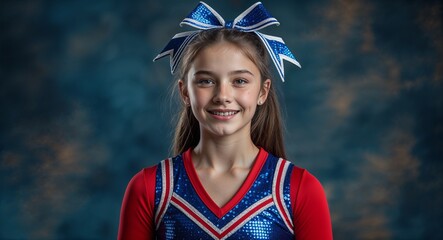 teen Caucasian girl in cheerleading studio background sports concept uniform portrait model photoshoot