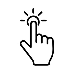 Click Hand Icon – Outline Vector of Finger Pressing Button