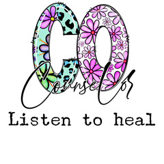 Counselor Design with Flowers and Leopard Print - Listen to Heal