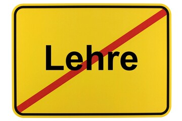Illustration eines Ortsschildes der Gemeinde Lehre in Niedersachsen
