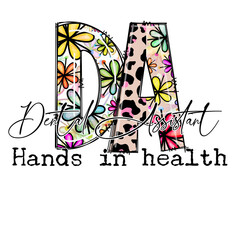 Dental Assistant Design with Flowers and Leopard Print - Hands in Health