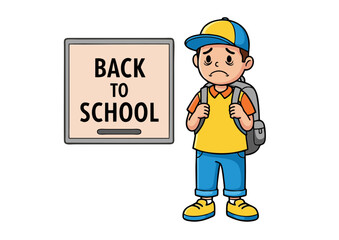 Sad Boy Back to School Illustration  Capturing the Emotions of a Child's First Day