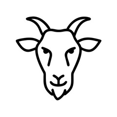 Goat Head Line Icon for Farm, Animal, and Agriculture Design