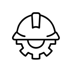 Engineer Helmet and Gear Icon Outline for Industrial and Technical Use