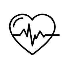Heart Pulse Icon Outline – Cardiogram Line Art Symbol