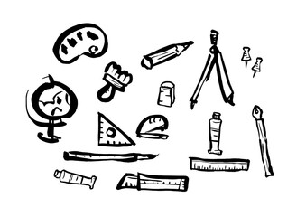 シンプルで味がある「文房具」の手描きイラスト