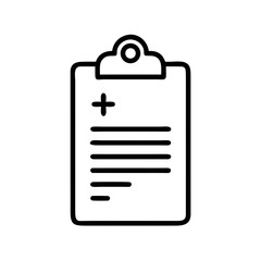 Medical Clipboard Icon Outline - Healthcare Document Symbol Isolated on White Background
