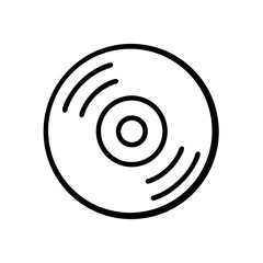 Compact Disc Line Icon for Music Media and Data Storage Concepts