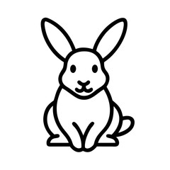 Cute Rabbit Outline Icon in Minimal Bunny Line Art Style