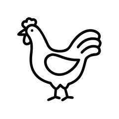 Chicken Outline Icon in Simple Farm Animal Line Style