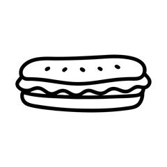 Simple Line Drawing of a Sandwich Icon in Black and White
