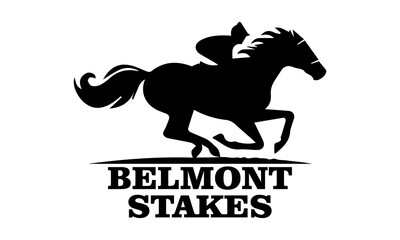 Belmont stakes horse racing icon, belmont stakes horse racing vector illustration and belmont stakes horse racing logo design with white background