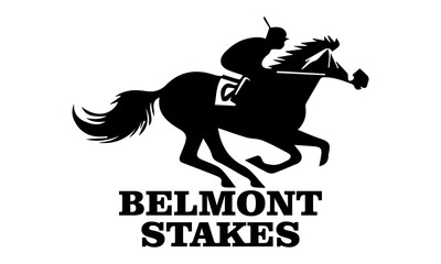 Naklejka premium Belmont stakes horse racing icon, belmont stakes horse racing vector illustration and belmont stakes horse racing logo design with white background