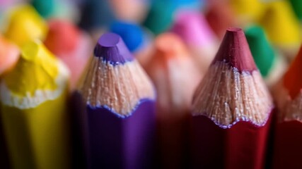 Close Up of Vividly Colored Pencils Arranged in a Row Featuring Vibrant Hues on Wooden Tips Perfect for Art Education And Design - Powered by Adobe